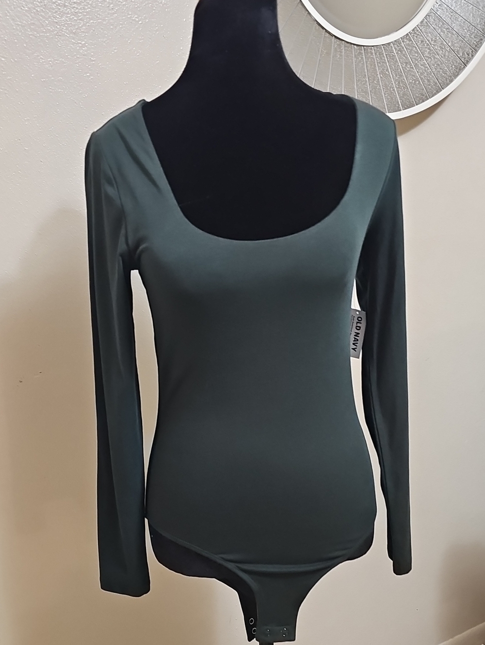 Old Navy Dark Green Long Sleeve Scoop Neck Bodysuit